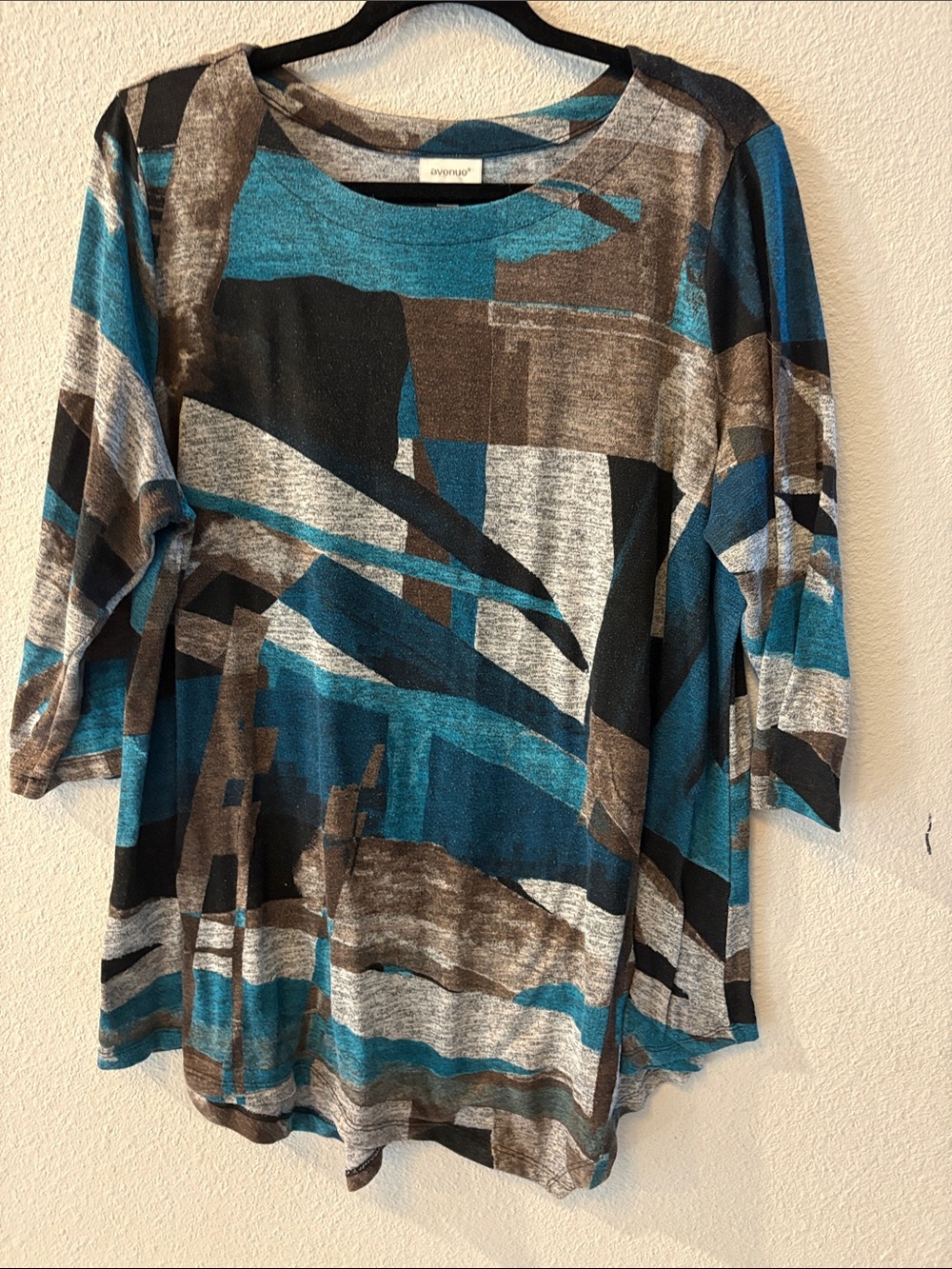 Avenue Teal and Brown Abstract Tunic Sz 18/20